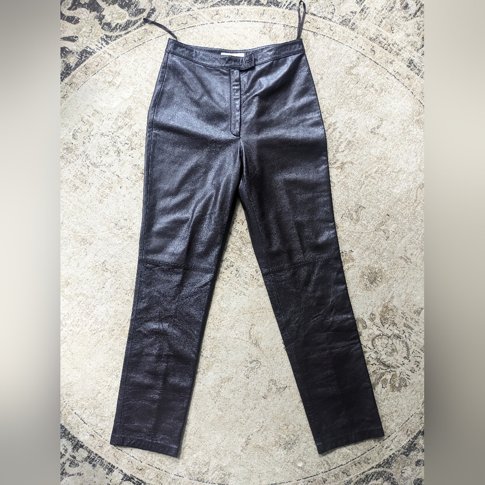 Saks 5th Avenue Real Clothes Women's Dark Brown Leather Pants Size 6